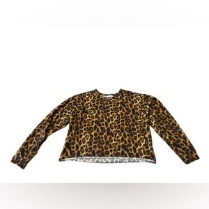 Antistar Women’s Leopard Print Cropped Long Sleeve Top Size Large